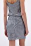 Sequined Mini Skirt - Gray - 8