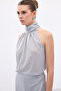Sleeveless Shiny Blouse - Silver - 5