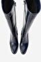 Paradis Navy Blue Leather Women's Thick Heeled Boots - 4