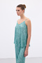 Sequin Detailed Strap Blouse - Mint - 6