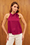 Purple Halter Neck Shiny Blouse