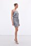 Sequined Mini Skirt - Gray - 4