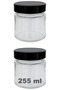255 ml Jar with Black Deep Lid 255 Cc Transparent Jam, Marmalade Glass Jar Deep 2 Pieces