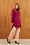 Purple Caped Shirt Collar Shiny Tunic - 5