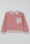 Donino Girls' Tracksuit Set with Floral Knit Pocket Detail and Snap Fasteners, Ages 2-5, Dusty Rose - 2