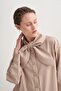 Women's Gabardine Collar Detailed Shirt Beige - 3