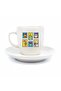 Cream Turkish Coffee Cup with New Year's Postcard Design - New Year's Themed Coffee Cup