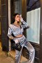 Women Velvet Fabric See-Through Detail Crop Jacket Design Tracksuit Set Nbdf140 - 6