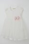 Girl's Dress with Tulle and Glitter Bow Accessory, Ages 2-6, Ecru - 3