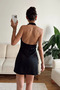 Black Backless Low Neck Tie Dress - 7