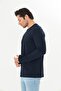 Men's Cotton Crew Neck Long Sleeve T-Shirt Navy Blue 5020-L - 6