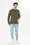 Men's Cotton Crew Neck Long Sleeve T-Shirt Khaki 5020-H - 3