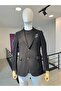 Cotton Slim Fit Slim Fit Mono Collar Flexible Blazer with Flap Pockets Navy Blue Jacket - 3