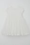 Girl's Dress with Tulle and Glitter Bow Accessory, Ages 2-6, Ecru - 2