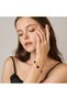 Steel Bracelet Four Leaf Small Clover Black Stone Length 18 cm Gold