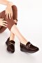 Genuine Leather Anatomical Sole Comfortable Shoes Elnr.5831 Brown