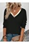 Women's Long Sleeve V Bright Collar Detailed Viscose Blouse