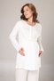 Women's Ecru Shawl Collar Lace Design Cotton Maternity Pajamas 3-Piece Set - 6