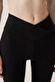 Black Cross Waist Detailed Leggings New Envelope - 2