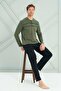Men's Combed Cotton Long Sleeve Pajama Set 2210 Bitter Green01
