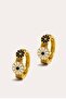 Black and White Flower Motif Full Hoop Earrings
