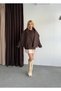 Women's Bitter Brown Shawl Detailed Cotton Textured Premium Cashmere Coat - 3