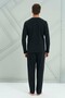Men's Combed Cotton Long Sleeve Pajama Set 2207 Black02 - 3