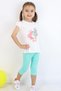 Girl's Capri Tights Set Floral Girl Printed 1.5-5 Years Old, Ecru - 2