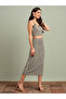 Chic Diamond Pattern Knit Crop Top and Skirt Co-Ords - 2