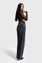 Women's Smoked Color 2W5-1 Wide Leg Fit Loose Fit 100% Cotton Belt Detailed Denim Jean - 5