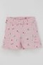 Baby Girl Shorts Set Flower Printed Butterfly Embroidered Button Accent Pieces 6 Months-2 Years, Ecru - 3