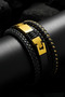 Men's Steel Bracelet - 3 Row Leather Braided Model Men's Bracelet - 2