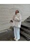 Women's Lined Buttoned Fur Coat - Suitable for Hijab - 2
