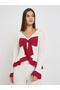 Textured Ruffle Hem Bow Front Top and Pyjama Set - 2