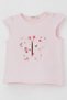 Baby Girl Shorts Set Flower Printed Butterfly Embroidered Button Accent Pieces 6 Months-2 Years, Pink - 6