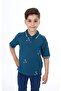 Boy's Printed Polo Neck Buttoned Short Sleeve T-Shirt