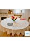 Round Lace Look PVC Oilcloth Kitchen Tablecloth Waterproof Wipeable -150 Cm CREAM - 2