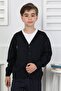 8-9-10-11-12 Years Old Dark Blue Buttoned Knitwear School Children's Cardigan - 4