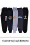 5-Piece Printed Detailed Pocketed Legs Elastic Boy's Track Pants