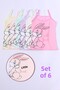 Girl's Rope Sling Athlete Rabbit Printed Set of 6