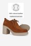 Women's Tan Suede Genuine Natural Leather 36-41 Size Heel-Headed Oxford Shoes - 3