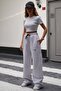 Gray Winter 3-Thread Fleece-Lined Premium Adjustable Leg Baggy Wide Leg Sweatpants - 6
