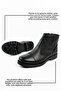 Casual Men's Black Shoes Outside Genuine Leather with Fur Inside Large Size Non-Slip Sole Zippered Boots 087 - 2