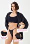 Black Transparent Tulle Satin Detailed Adjustable Elastic Women's Thong Panties - 2