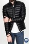 Men's Black Slim Fit Furry Puffer Leather Coat with Inner Pocket - 4
