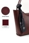Claret Red Shk240 Faux Leather Zippered Single Compartment Hand, Arm and Shoulder Bag with Scarf Gift - 5