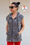 Women's Gray Plush Thick Zippered Hooded Vest 23kylkmy01