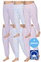 Women's 100% Cotton Patterned Printed Elastic Long Pajama Long Johns Set of 6
