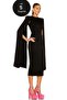 Women's Black Sleeve Detailed Padded Back Slit Silk Jersey Midi Dress