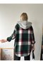 Women's Multicolored Dark Green Lumberjack Oversize Jacket Shirt - 4